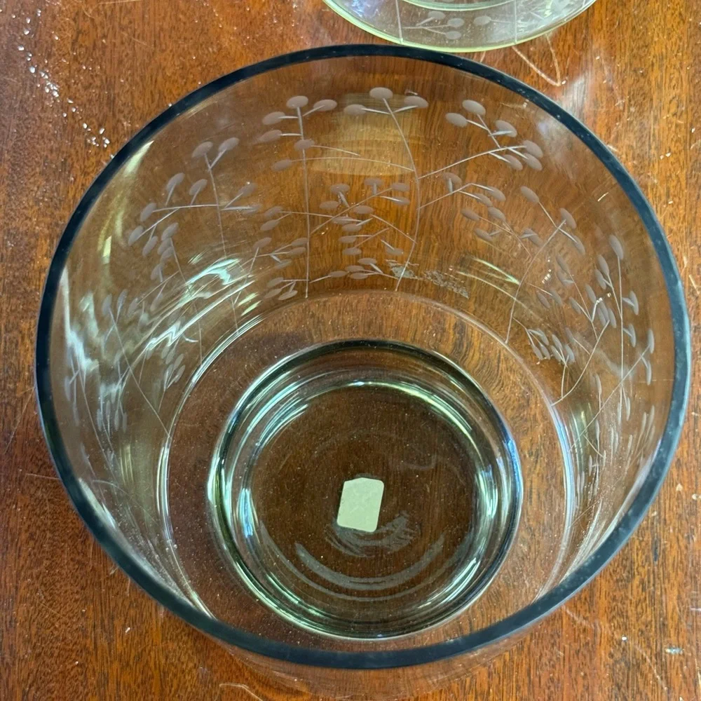 Crate & Barrel Spin Glass Hurricane Candle Holder/Vase